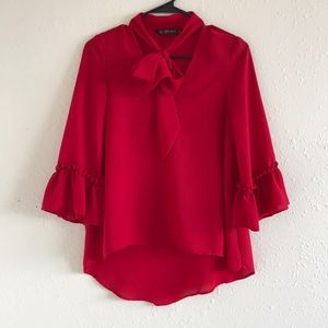 Zara Red Bow Blouse